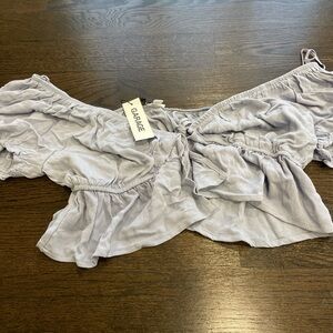 Garage Light Blue Ruffled Top